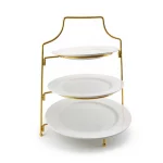 3-Tier White Ceramic Afternoon Tea Stand — view 3