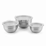 Vinos Stainless Steel 3-Piece Bowl Set with Plastic Lids — view 4