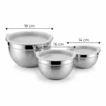 Vinos Stainless Steel 3-Piece Bowl Set with Plastic Lids — view 5