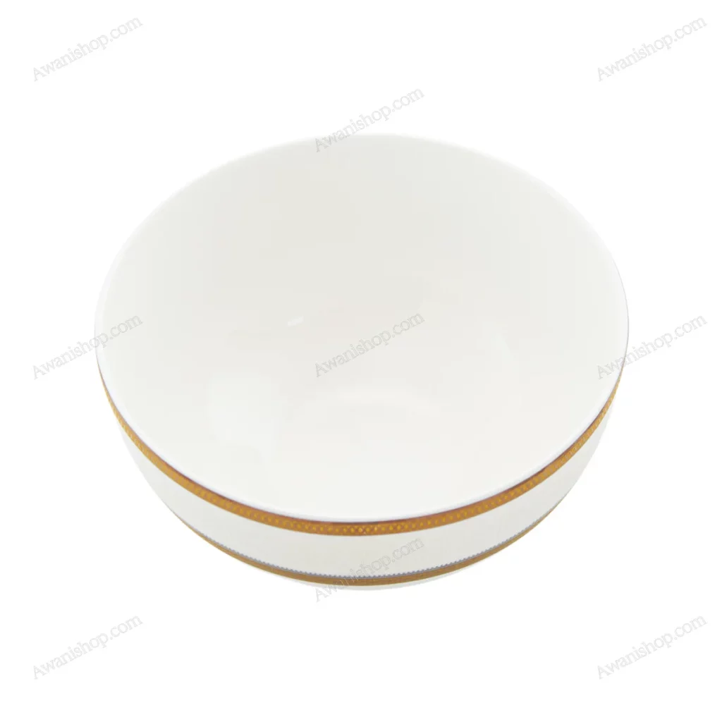 White Porcelain Bowl with Gold Geometric Border 11 cm — view 2