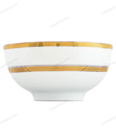 White Porcelain Bowl with Gold Geometric Border 11 cm