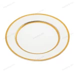 White Porcelain Plate with Gold Geometric Border 19 cm