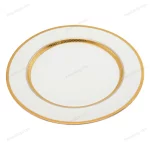White Porcelain Plate with Gold Geometric Border 26 cm