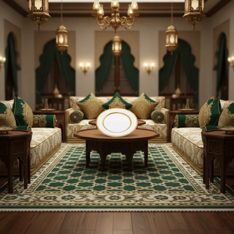 White Porcelain Plate with Gold Geometric Border — Family Gatherings
