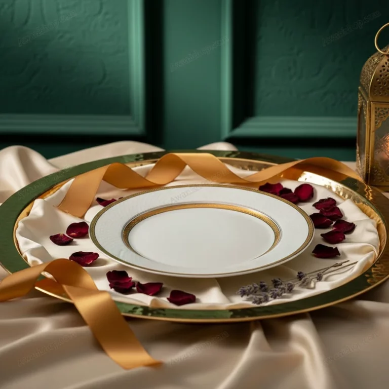 White Porcelain Plate with Gold Geometric Border — Gourmet Presentations